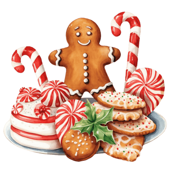 Christmas Cake And Cookies Illustration AI generated png