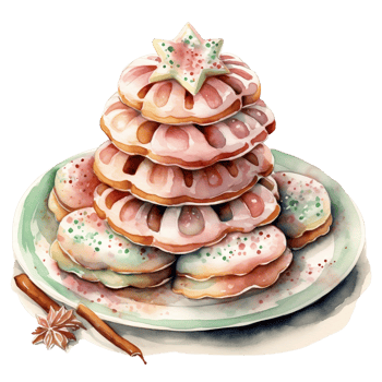 Christmas Cake And Cookies Illustration AI generated png