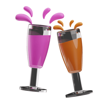 birthday party drinks illustration 3d png