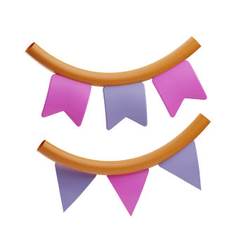 birthday party Garland illustration 3d png