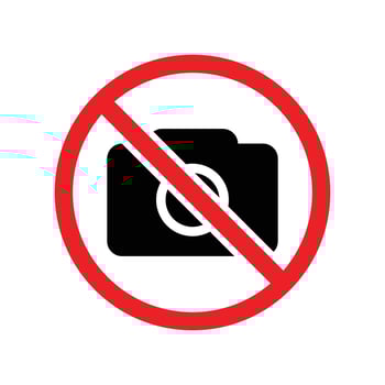 No Photography Sign, Do Not Capture Photo, Red Signal For Photographer, Restricted Area, No Camera Icon, No Video Recording, Vector Illustration