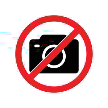No Photography Sign, Do Not Capture Photo, Red Signal For Photographer, Restricted Area, No Camera Icon, No Video Recording, Vector Illustration