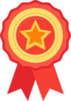 Golden star medal with ribbon, the first prize design element. png