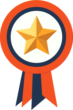 Golden star medal with ribbon, the first prize design element. png