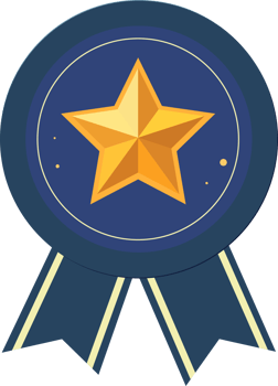 Golden star medal with ribbon, the first prize design element. png