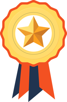 Golden star medal with ribbon, the first prize design element. png