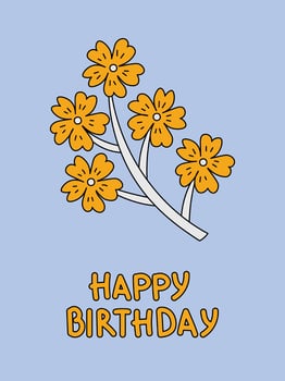 Happy birthday greeting card with flower twig vector