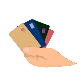 Hand holding credit cards png