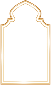 Ramadan window frame shape. Islamic golden arch. Muslim mosque element of architecture with ornament. Turkish gate and door png