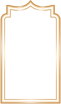 Ramadan window frame shape. Islamic golden arch. Muslim mosque element of architecture with ornament. Turkish gate and door png