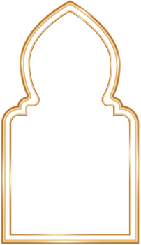 Ramadan window frame shape. Islamic golden arch. Muslim mosque element of architecture with ornament. Turkish gate and door png
