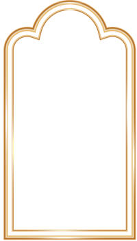 Ramadan window frame shape. Islamic golden arch. Muslim mosque element of architecture with ornament. Turkish gate and door png
