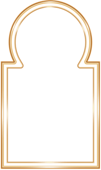 Ramadan window frame shape. Islamic golden arch. Muslim mosque element of architecture with ornament. Turkish gate and door png