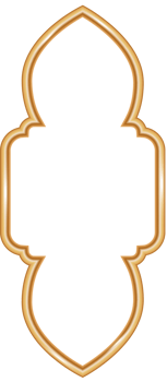 Ramadan window frame shape. Islamic golden arch. Muslim mosque element of architecture with ornament. png