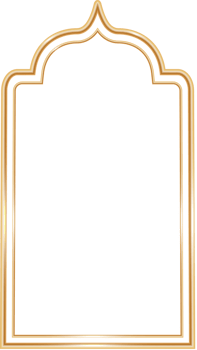 Ramadan window frame shape. Islamic golden arch. Muslim mosque element of architecture with ornament. Turkish gate and door png