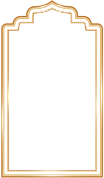 Ramadan window frame shape. Islamic golden arch. Muslim mosque element of architecture with ornament. Turkish gate and door png
