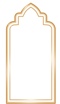 Ramadan window frame shape. Islamic golden arch. Muslim mosque element of architecture with ornament. Turkish gate and door png