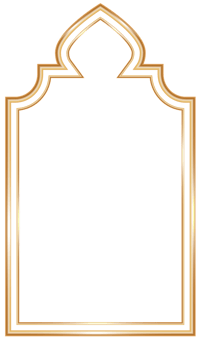 Ramadan window frame shape. Islamic golden arch. Muslim mosque element of architecture with ornament. Turkish gate and door png