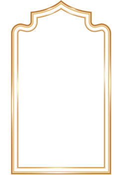 Ramadan window frame shape. Islamic golden arch. Muslim mosque element of architecture with ornament. Turkish gate and door png