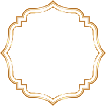 Ramadan window frame shape. Islamic golden Muslim mosque element of architecture with ornament. png
