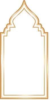 Ramadan window frame shape. Islamic golden arch. Muslim mosque element of architecture with ornament. Turkish gate and door png