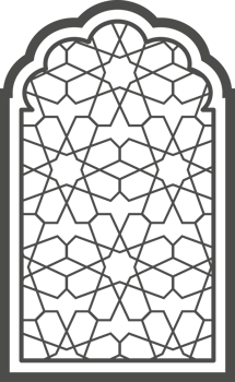 Ramadan window with pattern. Arabic frame of mosque door. Islamic design template. Oriental decoration with ornament. png