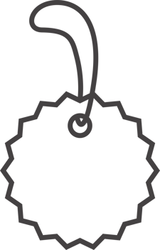 Price tag icon. Outline gift label for sale and discount product. Bagadge sign with ribbon. png