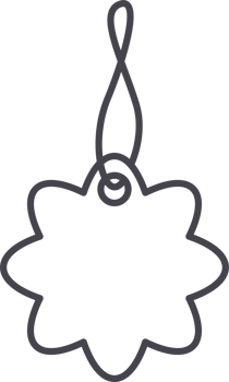 Price tag icon. Outline gift label for sale and discount product. Bagadge sign with ribbon. png