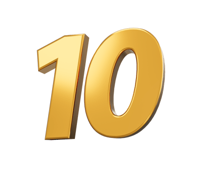 Gold number 10 Ten shiny 3d number 10 made of gold 3d illustration png