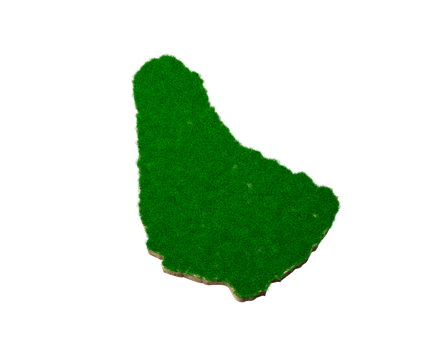 Barbados Map soil land geology cross section with green grass and Rock ground texture 3d illustration png