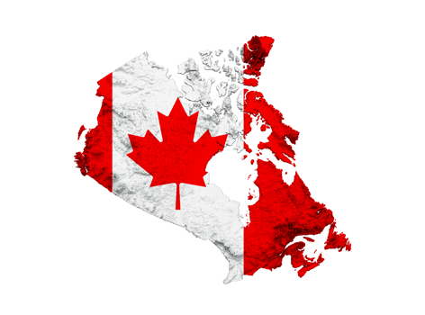 Canada map with the flag Colors Red and White Shaded relief map 3d illustration png