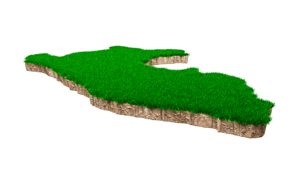 Peru Map soil land geology cross section with green grass and Rock ground texture 3d illustration png