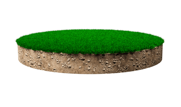 Grass circle isolated 3D Illustration round soil ground cross section with earth land and green grass png