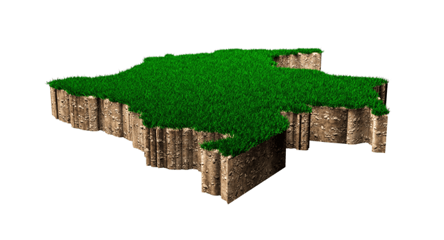 Colombia Map soil land geology cross section with green grass and Rock ground texture 3d illustration png