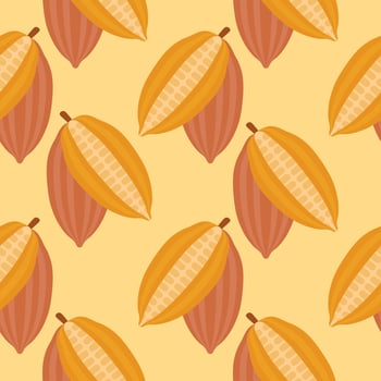 Cacao seamless pattern vector illustration. Natural chocolate. Organic sweet food, graphic art sketch. Cocoa vintage package.