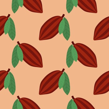 Cacao seamless pattern vector illustration. Natural chocolate. Organic sweet food, graphic art sketch. Cocoa vintage package.