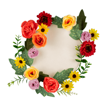 Round flower wreath copy space png