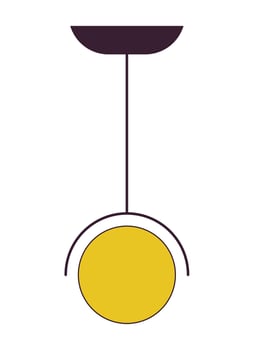 Lamp hanging flat line color isolated vector object. Ceiling light living room. Ceiling lamp. Editable clip art image on white background. Simple outline cartoon spot illustration for web design