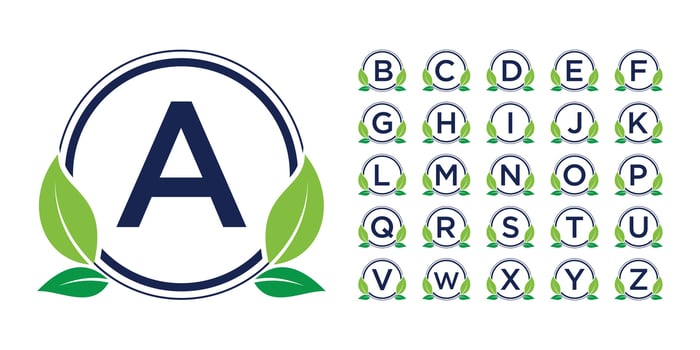 Collection letter A-Z leaf logo design with circle style vector