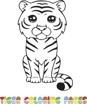 Vector coloring pages tiger and beetle on the bush wild animals smiling wild african beast