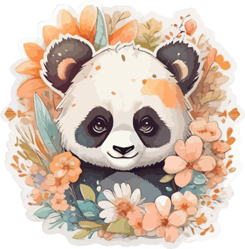 Cute Panda Cartoon Sticker with AI Generative png
