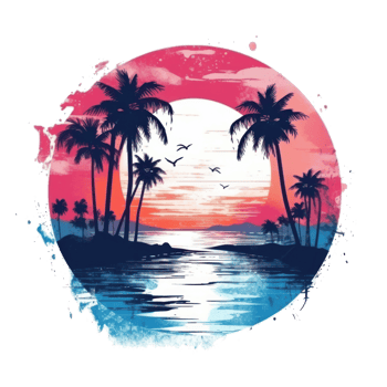 Summer tropical design for T-shirt png