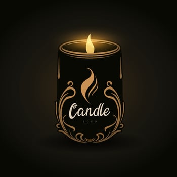 Candlelight vector Logo. A simple candle logo on a dark background. The candle represents warmth, comfort, and peace
