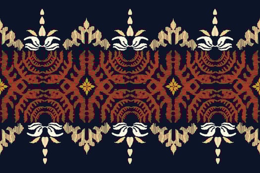 Ikat floral paisley embroidery on black background.geometric ethnic oriental pattern traditional.Aztec style abstract vector illustration.design for