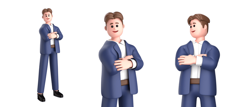 3d businessman executive  pose wearing suit standing holding tablet pointing advertising isolated on white background, 3d rendering png