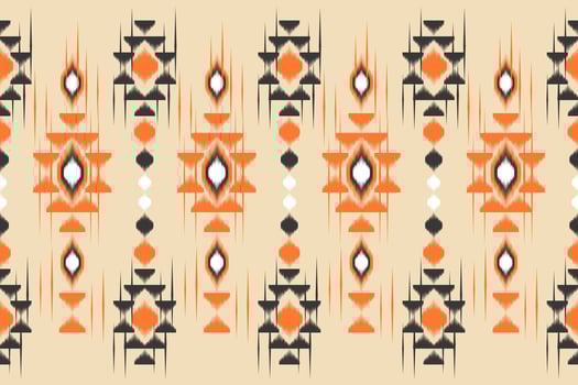 Beautiful ikat art. Ethnic Seamless pattern in tribal, folk embroidery, and abstract art. Aztec geometric chevron ornament print. Design for carpet, wallpaper, clothing, wrapping, fabric. vector