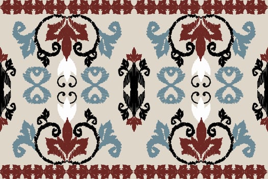 Ikat floral paisley embroidery on white background.geometric ethnic oriental pattern traditional.Aztec style abstract vector illustration.design for