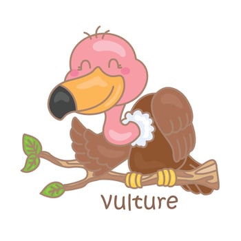 Alphabet V For Vulture Vocabulary School Lesson Cartoon Illustration Vector Clipart Sticker