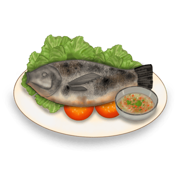 Grilled fish seafood illustration png