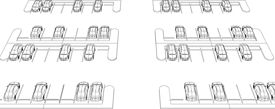 3D illustration of solar carport vector